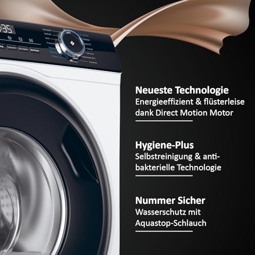 Haier I-PRO SERIE 3 Waschtrockner HWD80-B14939 I Waschmaschine Trockner Kombi mit 8kg Waschen & 5kg Trocknen I Energieklasse A, Kombiklasse D I 1.400 U/Min & leiser Direktantrieb I Waschtrockner Kombi