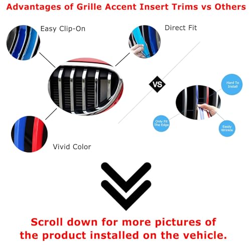 image for iJDMTOY Exact Fit 3pc Set Iconic Tri-Accent Grille Insert Trims Compat