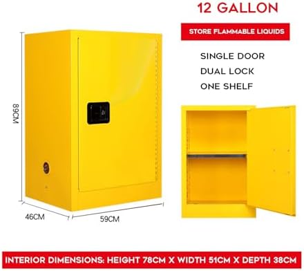 Fireproof Metal Safety Cabinet for 4 Gallon Flammable Liquids & Paint Storage, Lockable, Adjustable Shelves - Ideal for Garage, Workshop, Lab Use (Blue)
