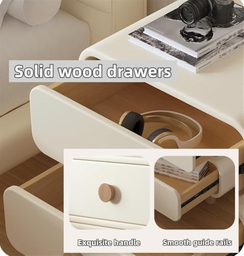 Modern White Nightstand with Leather Drawer, Versatile Bedside Storage Cabinet, Ideal Side Table for Bedroom, Living Room, Office, Stylish 45 cm Furniture Solution