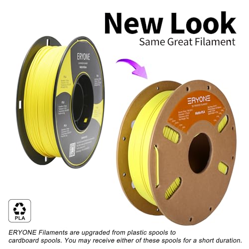 Image of ERYONE Matte PLA Filament for 3D Printer, Filament 1.75mm + /- 0.03mm, 1kg (2.2LBS) /Spool, Yellow
