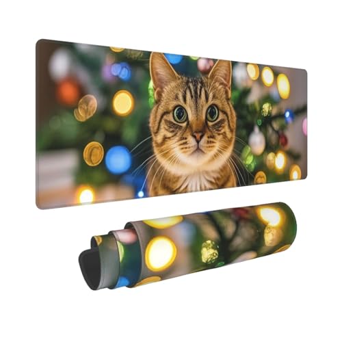 Tapis de souris de jeu motif chat de Noël, cadeau idéal pour setup bureau