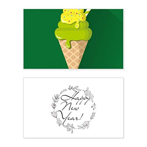 Tarjeta conmemorativa de año nuevo con diseño de helados estilo Green Matcha para deseos