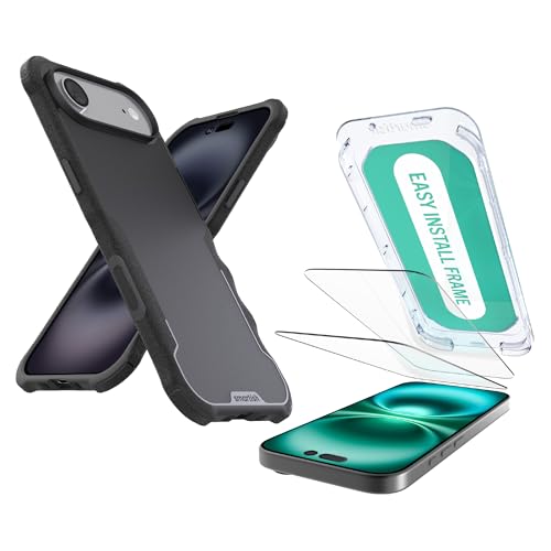 Image of Smartish iPhone Air MagSafe Case + Screen Protector - Magnetic Protective Case - Heavy Duty Armor Cover + 2-Pack Tempered Glass Screen Protectors for Apple iPhone Air - Black Tie Affair
