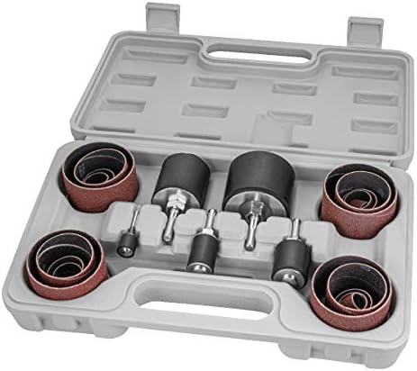 POWERTEC 71635 25-Piece Drill Press Sanding Drum Kit w/ ¼ and 1/8 inch Shanks, Spindle Sander Sleeves, Tool Carrying Case
