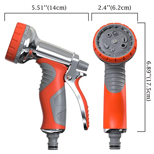 LUFENG Upgraded Hose Spray Gun 9 Adjustable Patterns Hose Nozzle Heavy Duty Metal High Pressure Hose Gun, Perfect for Garden, Watering Lawn, Car Washing, Cleaning, Pets Wash