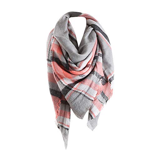Hot Sale!!!JURTEE Women Winter Long Shawl Plaid NeckScarf Fashion Ladies Wrap Shawl Warm Scarf(Red)