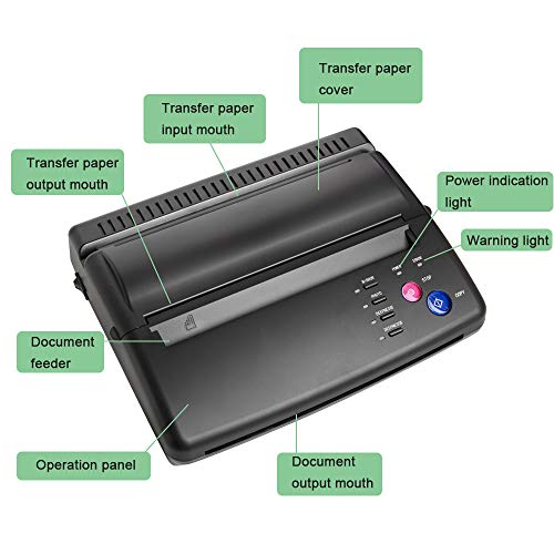 Tattoo Transfer Printer Machine IXAER Professional Potable Black A5 A4 Stencil Thermal Copier Printer Machine for Tattooing Artists Tattoo Supplies (Black)