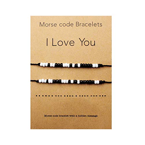 QianCraftKits I Love You Morse Code Bracelet Couples Matching Bracelets for Him