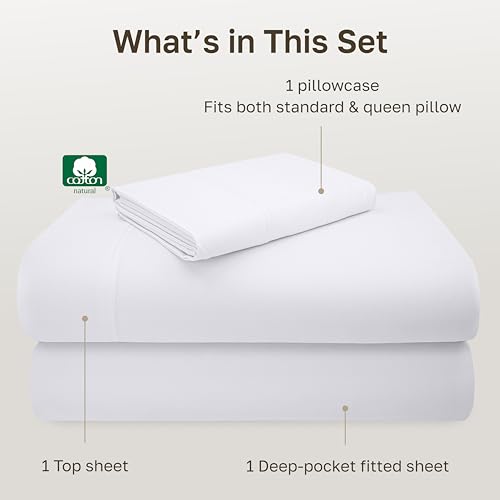 Image of California Design Den XL Twin Sheets Set - Luxury 600 Thread Count 100% Cotton Sateen, Twin XL Sheet Set with All Around Elastic for a Snug Fit, Hotel Quality Bedding - White