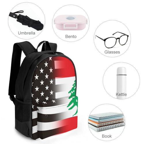 Black and White U.S Lebanon Flag Travel Backpack 16.1" * 12.6" * 6.7" Laptop Bag Business Daypack Travel Gear for Work Office4