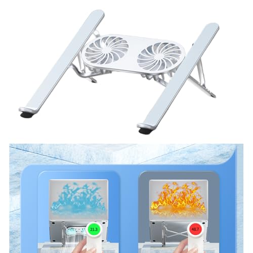 Base ajustable de aluminio para notebook con ventilador miniatura 7