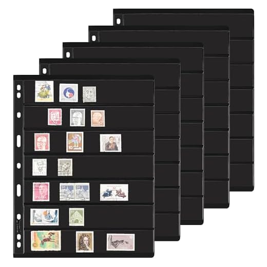 7 Reihen Briefmarkenalbum-Einlagen 5 Blätter - 70 Taschen zweiseitige Briefmarkensammlungsseiten für 9-Loch-Standard-Heftklappe IS010705