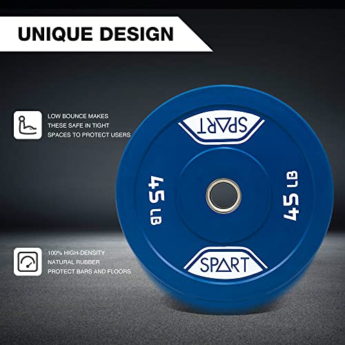 Spart Rubber Color Coded Bumper Plate 2 Inch Weight Plates With Stainless Steel Insert For Olympic Barbell Strength Training，Weightlifting And Crossfit，Single #TOP2