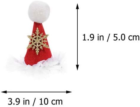 FRCOLOR Mini Christmas Hat Hair Clip,Plush Hairpin Pom Pom Hair Clips Sequin Barrette Glitter Bobby Pins Christmas Accessories for Kids,Girls,6pcs(Mixed Color) - Image 3