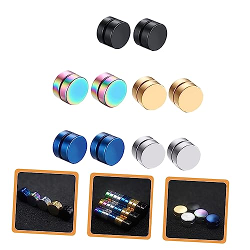 GALPADA 5 Pares De Brincos Magnéticos Com Clipe De Orelha Preto Para Homens Brincos De Aço Inoxidáve