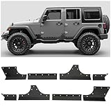 Kojem Door Armor Cladding Skid Plate Compatible with 2007-2018 Jeep Wrangler JK 4 Doors Powder Coated Steel Heavy-Duty Black Slider Rocker Guards Rock Panel