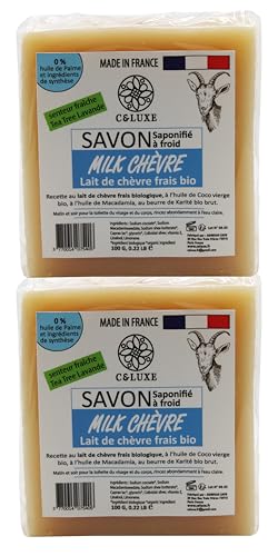 2 Savon au Lait de Chèvre Frais Bio et Argent Colloïdal - Saponification à Froid, Parfait pour Eczéma, Psoriasis, Acné - Hydratant et Apaisant, Peau Douce (lot de 2 savons, Senteur tea Tree Lavande)