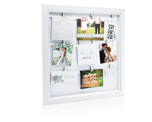 Pearhead Mr & Mrs Clip Collage Wedding Frame, Wedding Gift, Engagement Gift, Bridal Shower Decoration, White – Ansicht 2