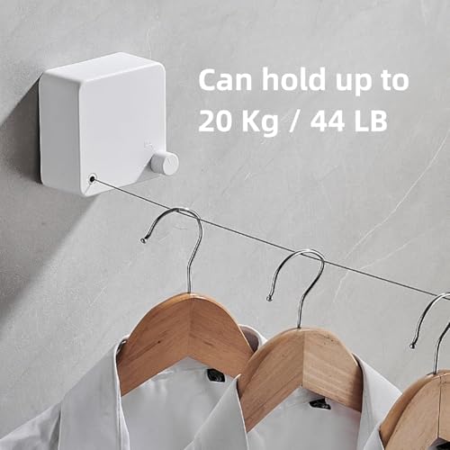 Image of Retractable Cloth line for Drying Clothes Indoor,Heavy Duty Double Cloth Drying Rope for Balcony,Wall Mounted Cloth Drying Stand Laundry Clothesline Adjustable Washing Line 13.8 Ft Wire (Small)