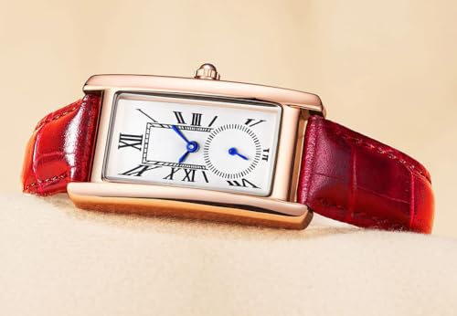 Image of Quartz Watch for Women, Lady Stylish Square Dress Watch with Leather Strap and Sapphire Crown