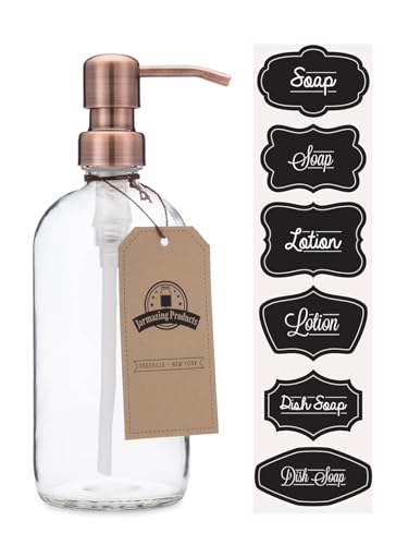Clear Glass Pint Jar Soap and Lotion Dispenser with Metal Pump (Copper)