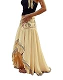 falda boho El paquete incluye: 1x Faldas Mujer Faldas Largas Verano Playa Elegantes Vintage Hippies Boho Impresa Falda Cintura Alta Irregular Dobladillo Falda Plisada Ropa Fiesta Moda