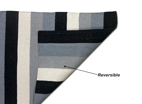 Image of 2x5 ft Cotton Rug Runner - Washable & Lightweight Carpet for Entryways, Bedrooms & Outdoor Corners