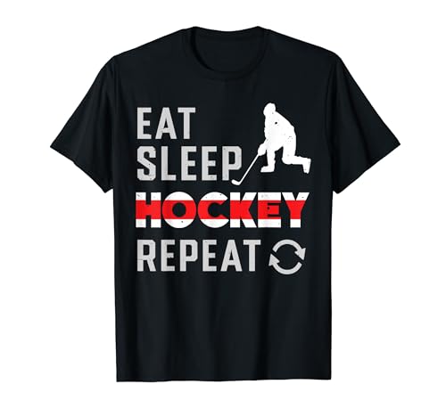 Eat Sleep - Regalos repetitivos de hockey sobre hielo para hombres, mujeres, niños y niños Camiseta