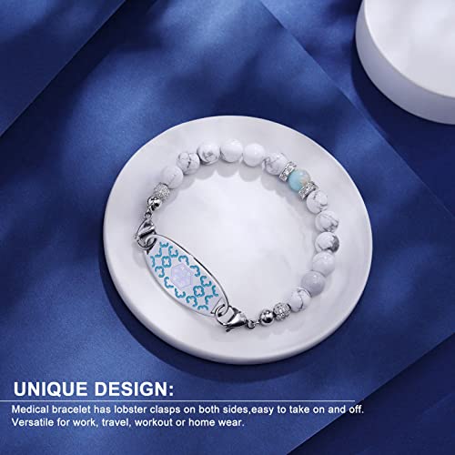 Medical Alert Bracelets for Women Men, Personalized Custom Medical ID Bracelet, 7 Chakras Beaded Emergency Medic Alert ID Bracelet, Free Engraving2