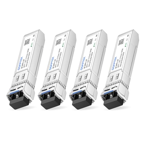 Image of 4Packs 10GBASE-LR Transceiver, 10G SFP+ Patch Module, 1310nm, 10km, DDM LC, 10Gbe Ethernet Mini-GBIC for Cisco SFP-10G-LR, Ubiquiti UF-SM-10G, Mikrotik, Netgear, Qnap NAS, D-Link