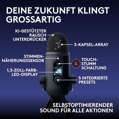 Logitech G Blue Yeti 2 USB-Mikrofon für Gaming, Streaming & Urheber