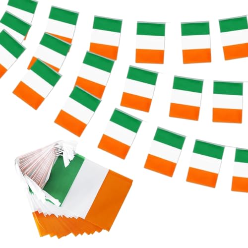 Image of Ireland Flags Irish String Flag Banners for Patriotic Events Independence Day Sports Bars Inside Outside Decorations 33 Feet 30 Flags
