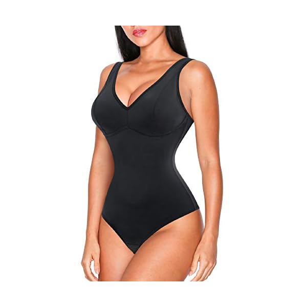 Nebility-Women-Waist-Trainer-Shapewear-Slim-Body-Shaper-Sexy-Deep-V-Neck-Thong-Bodysuit-Tummy-Control-Jumpsuit-Tops Nebility Women Waist Trainer Shapewear Slim Body Shaper Deep V Neck Thong Bodysuit Tummy Control Jumpsuit Tops (L, Black)