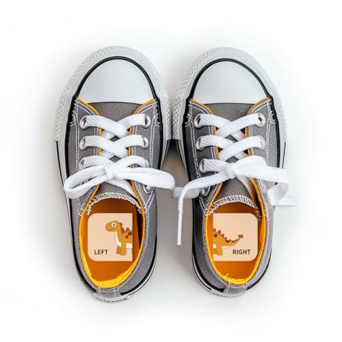 Peacoblue 100 Stück Schuhaufkleber Kinder Rechts Links, Niedliche Dinosaurier Schuh Aufkleber Etiketten für Kindertag, Jungen, Mädchen, Geburtstag, Geschenk, frühes Lernen