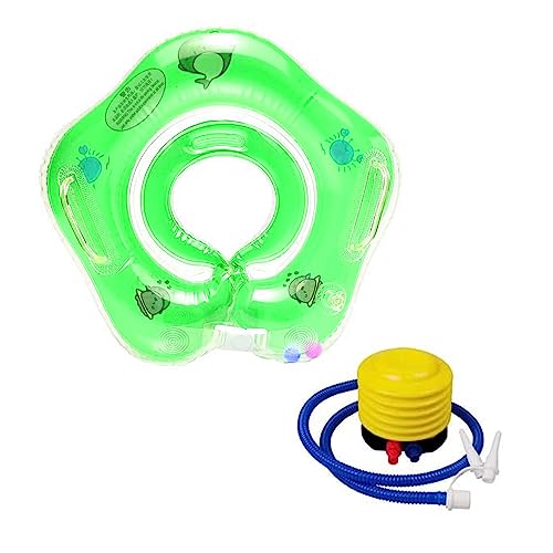 Inflatable Baby Swimming Float with Inflatable Tools Pool Fun Swimming Pool Toys for Age 1-36 Months Toddler,Neck Float for Baby (Green)