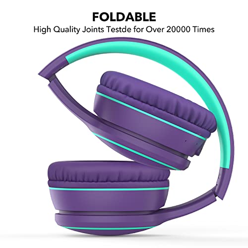 Image of B10 Wireless Headphones On-Ear, Lightweight Folding Deep Bass Bluetooth Headset with Mic, 50H Playtime, Volume Control, Bluetooth 5.3 Headphones for iPad /Travel /Tablet /PC (Purple)