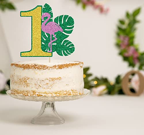 Flamingo One Cake Topper, Hawaiian Luau 1St Birthday Cake Topper, Flamingo 1St Birthday Baby Shower Party Decoration Supplies #TOP3