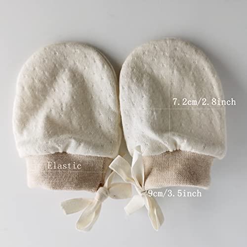 Organic Cotton Infant No Scratch Mittens Newborn for Baby Mittens 0-6 Months (free size, Patternless) - Thumbnail 2