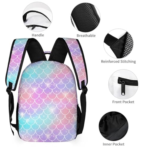 Custom Colorful Mermaid Tail 4Pcs Backpack Set with Lunch Bag Pencil Case Water Bottle Personalized Name Text School Book Bags Customized Backpack Set for Girls Boys Kids3