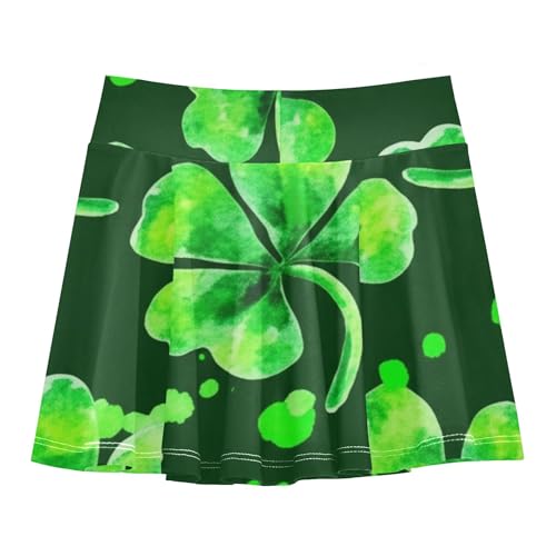 St Patricks Green Clovers Green Tennis Skirts for Kids Cartoon Athletic Shorts for Girls Skorts Little Girl 4t2