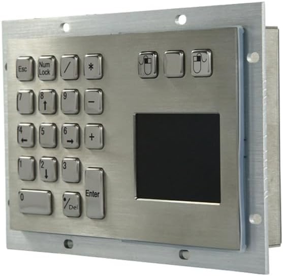 IP65 Waterproof Panel Mount Stainless Steel 18-Button Metal Numeric Keypad with Integrated Trackpad