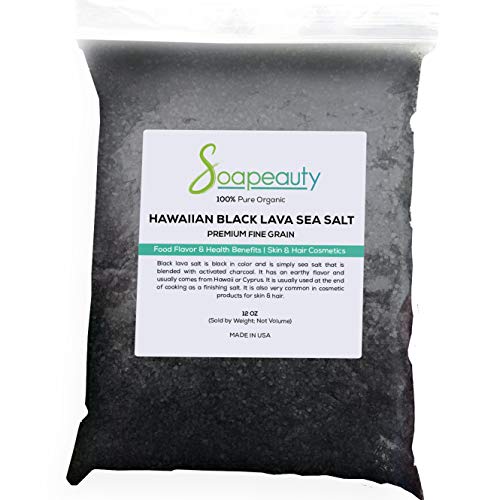 HAWAIIAN BLACK SEA SALT | 100% Natural | Great Gourmet Finishing Salt & Perfect for Professional Skin, Hair & Bath Cosmetics | Fine Grain | Sizes 1 OZ to 3 LBS | (12 OZ)