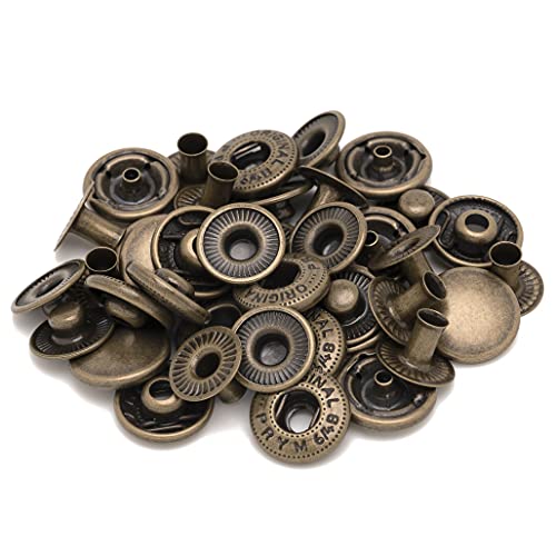 Prym Large 6Gb S Spring Press Studs, 15Mm Brass Snap Fastener No-Sew Buttons For Clothing, Wallets, Clutches, Diy Leathercrafts, Handbag, Jackets, Antique Brass, 10Pcs #TOP16