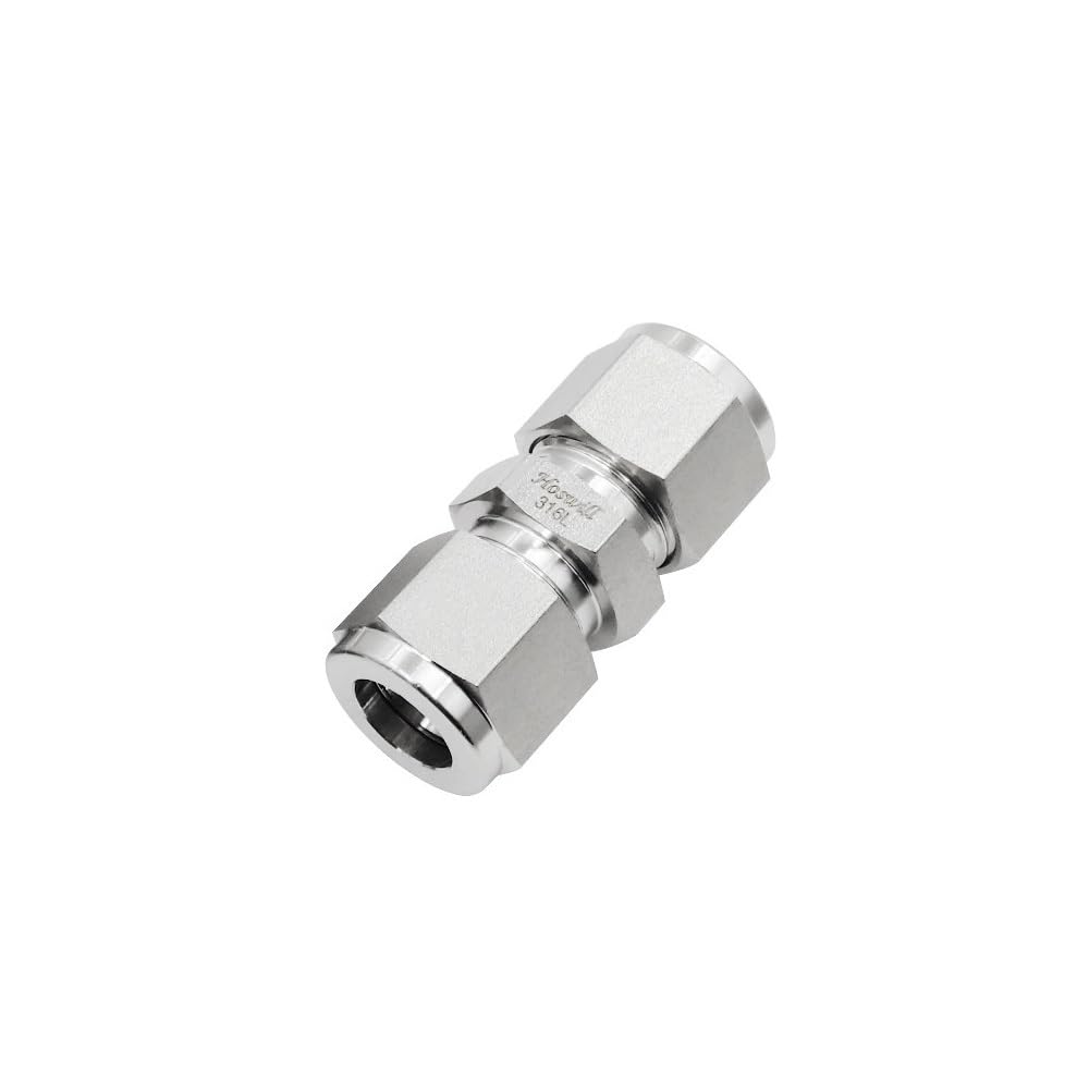 Conector De Tubería De Acero Inoxidable 316 Con Cabeza Hexagonal, Unión Recta De Doble Virola Con Tuerca Plateada for Agua Y Aire Medio(16 mm LOK)