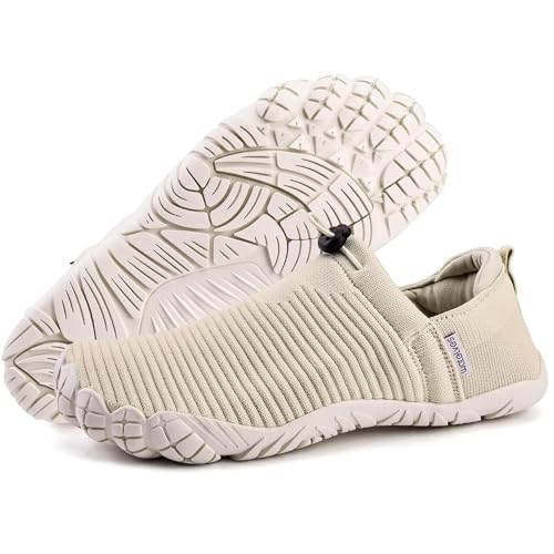 Image of WateLves Water Shoes Womens Mens - Comfortable Lightweight Striped Pattern Barefoot Shoes for Beach Swim Pool Yoga Boating Water Aerobics