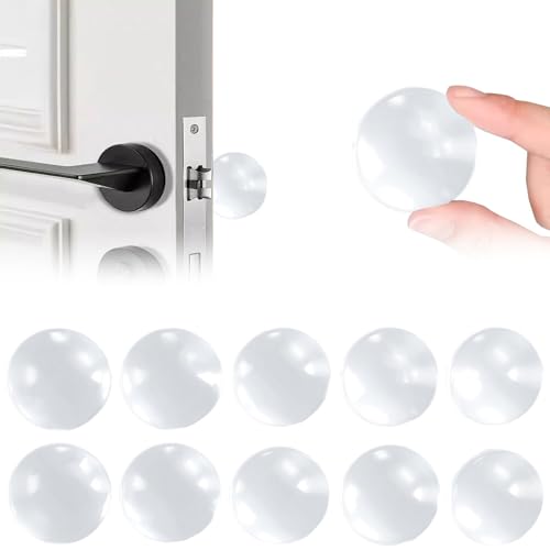 Annlpoy 10pcs Tope para puerta de pared de goma transparente,door stopper autoadhesivo, Protección de Pared Autoadhesiva, para Placas de Cristal, Madera y Azulejos, Diámetro 4 cm, Altura 0.8 cm