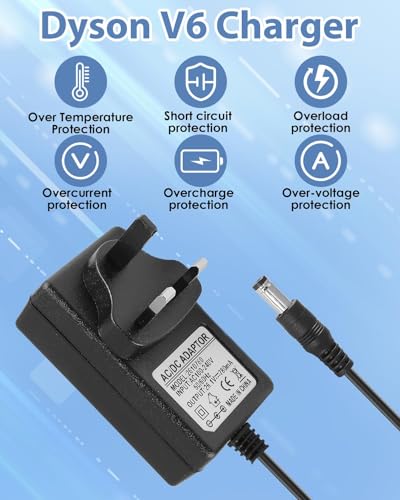teashow 26.1V Charger for Dyson V6 V7 V8 SV03 SV04 SV05 SV06 SV09 SV10 SV11 DC58 DC59 DC60 DC61 DC62 205720-01 Animal Absolute Cordless Vacuum Hoover Battery Charger Not Fit Dock and Wall Mount - Image 2