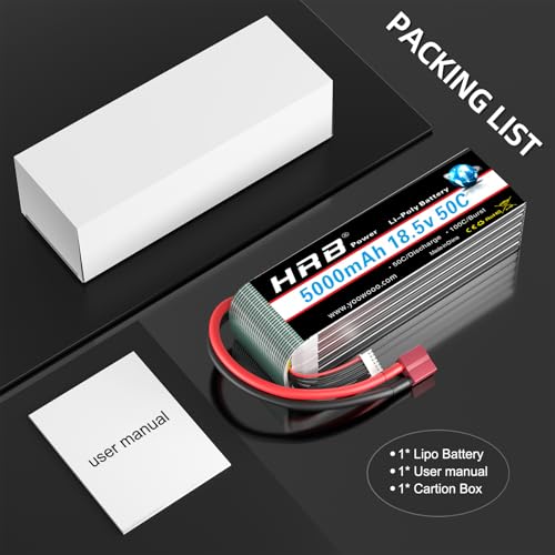 HRB 5S Lipo Battery 18.5V 5000mAh 50C T RC Lipo Battery Compatible with RC Helicopter Airplane Car Boat Truck