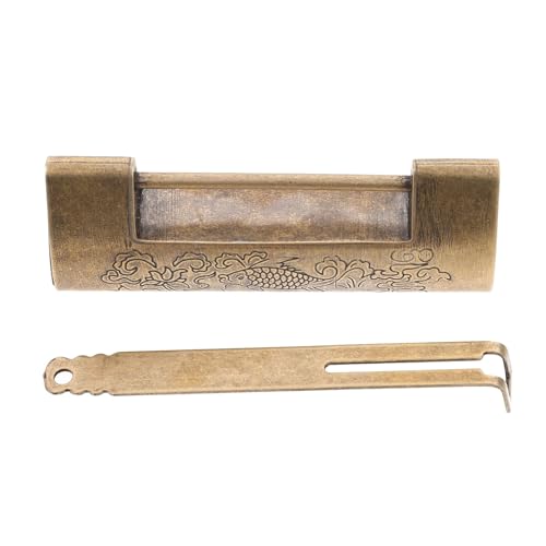 HOLIDYOYO ?古純銅横開掛錠 木箱錠 錆びに強い高硬 製 コンパクト設計 ジュエリーボックスや化粧箱に 伝統刻印入りヴィンテージロック